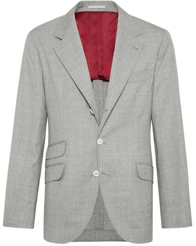 Brunello Cucinelli Single-breasted Wool Blazer - Grey