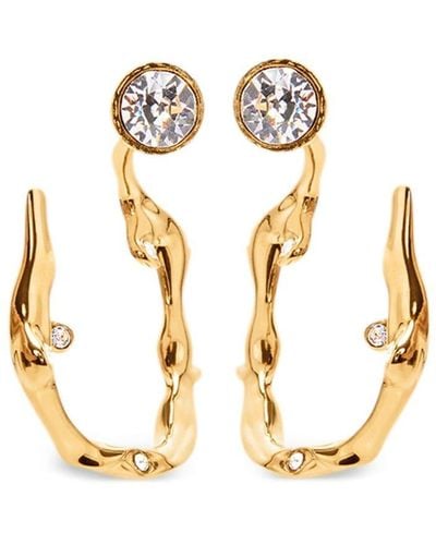 Oscar de la Renta Branch Crystal-embellished Hoop Earrings - Metallic