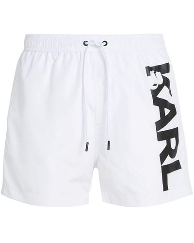 Karl Lagerfeld Logo-print Swim Shorts - White