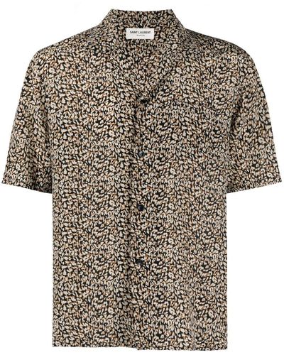 Saint Laurent Leopard Print Short-sleeve Shirt - Black