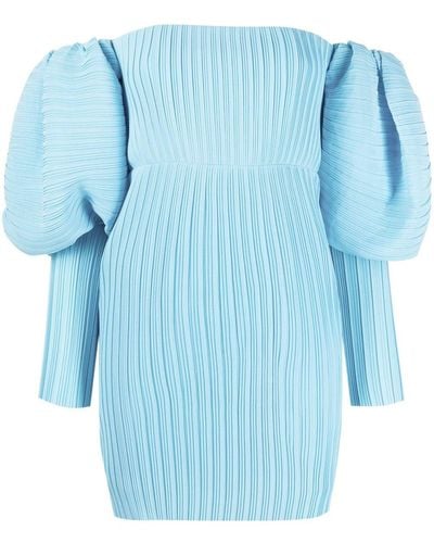 Solace London Robe courte Skye à design plissé - Bleu