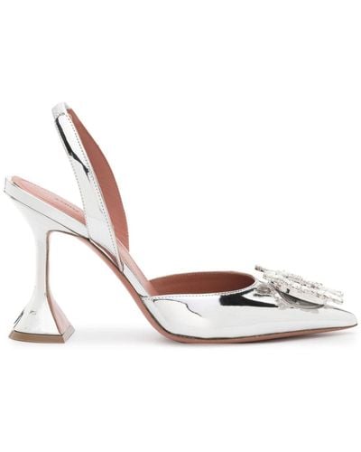 AMINA MUADDI Pumps Begum 95mm con cinturino posteriore - Bianco