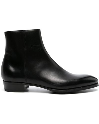 Lidfort Zip-up Leather Ankle Boots - Black