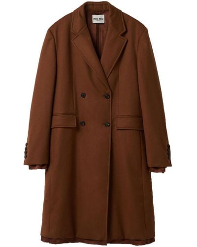 Miu Miu Manteau en laine à boutonnière croisée - Marron