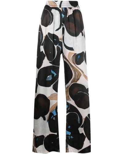 Munthe Active Abstract-print Wide-leg Pants - White