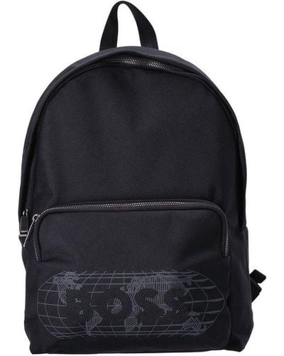 BOSS Crystal-embellished Logo Backpack - Blue