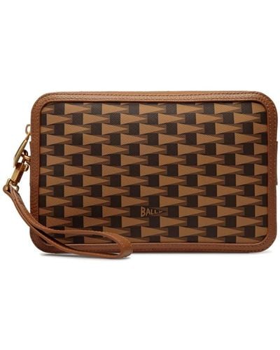 Bally Pennant Leather Clutch Bag - Brown