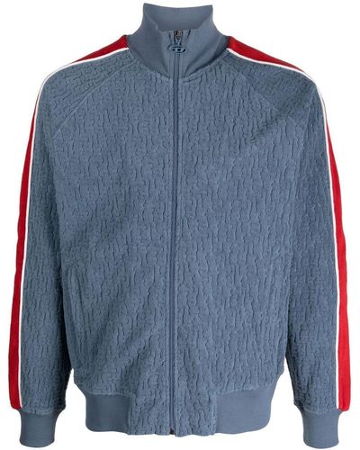 DIESEL Stripe-sleeve Zip-up Sweatshirt - Blue