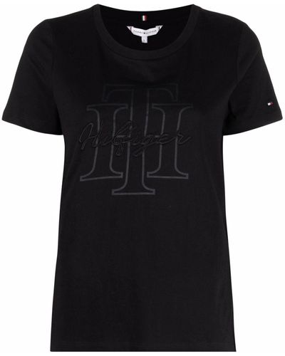 Tommy Hilfiger Tonal-logo Crewneck T-shirt - Black