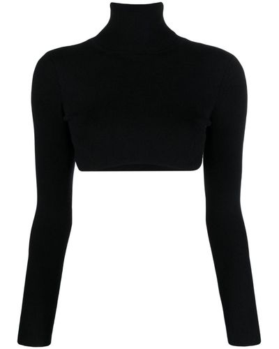Elisabetta Franchi High-neck Cropped Sweater - Black
