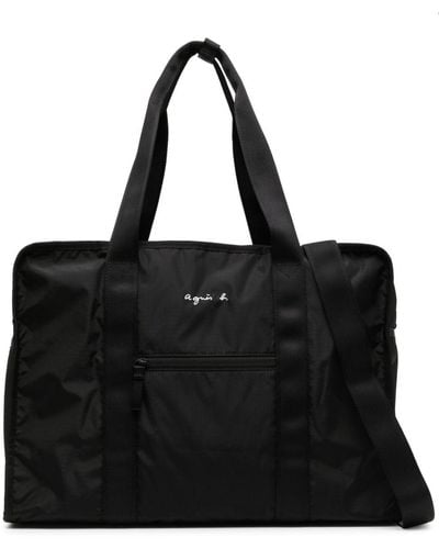 agnès b. Rectangular Logo-print luggage - Black