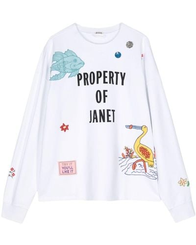 Bode Property Of Janet Cotton Sweatshirt - White