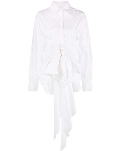 Quira Draped-detail Cotton Shirt - White