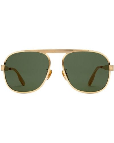 Gucci Logo-engraved Pilot-frame Sunglasses - Green