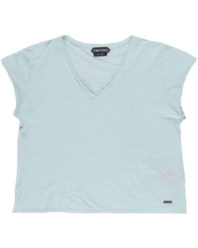 Tom Ford T-shirt en coton à effet de transparence - Bleu