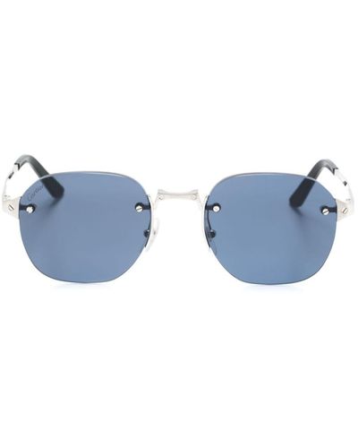 Cartier Round-frame Rimless Sunglasses - Blue