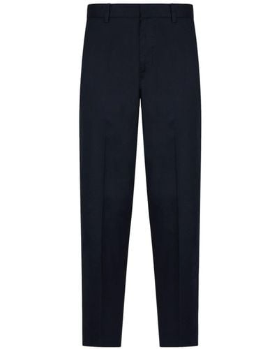 Emporio Armani Tapered Cotton-blend Trousers - Blue