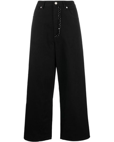 Sandro Crystal-embellished Wide-leg Jeans - Black