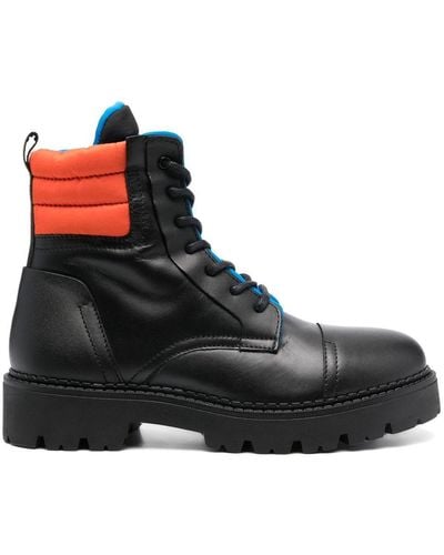 Tommy Hilfiger Padded-detail Lace-up Boots - Black