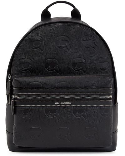 Karl Lagerfeld Motif-debossed Leather Backpack - Black