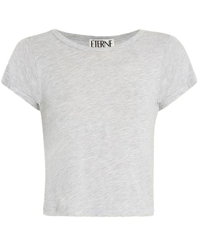 ÉTERNE Cropped-T-Shirt mit Rundhalsausschnitt - Weiß