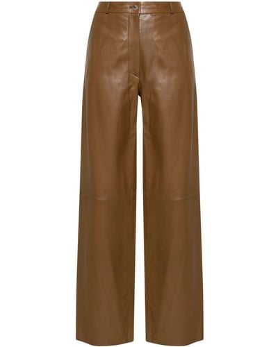 Loulou Studio Nappa Leather "noro" Trousers - Brown