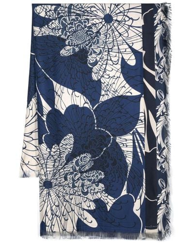 Pierre Louis Mascia Floral-print Silk Scarf - Blue