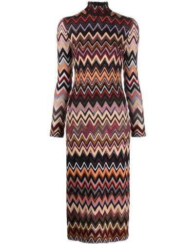 Missoni Zigzag Wool-blend Midi Dress - Natural