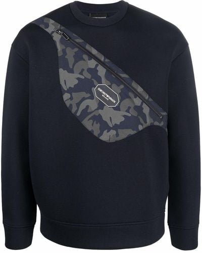 Emporio Armani Sweater Met Ronde Hals - Blauw