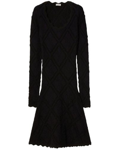 Burberry Robe en maille Aran à manches longues - Noir