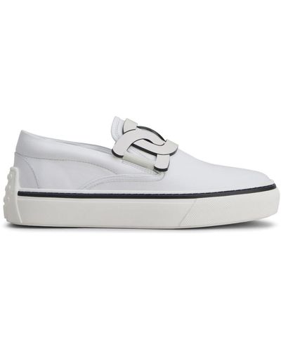 Tod's Logo-plaque Leather Sneakers - White