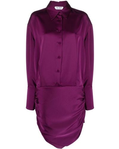 The Attico Hatty Satin Mini Shirtdress - Purple