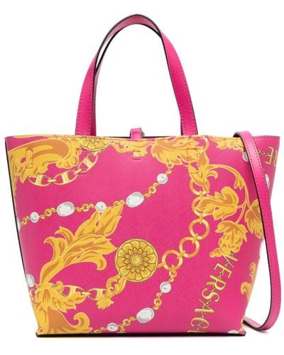Versace Chain Couture-print Tote Bag - Pink