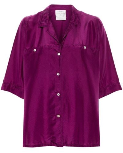 Forte Forte Camp-collar Silk Shirt - Purple