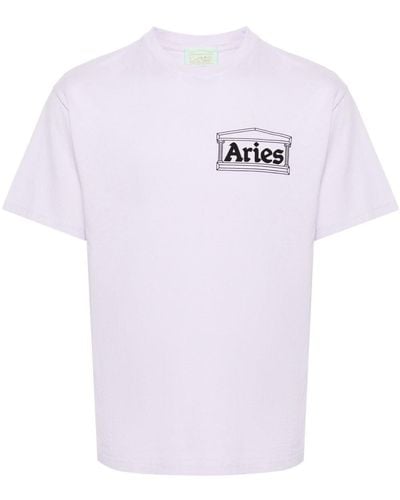 Aries Temple T-shirt Met Logoprint - Wit