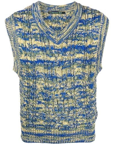 ANDERSSON BELL Abstract-knit V-neck Vest - Blue