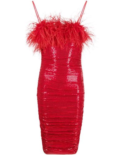 Nissa Mini-jurk Met Afwerking Van Veren En Pailletten - Rood