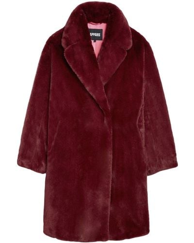 Apparis Faux-fur Easy Coat - Red