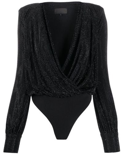 Philipp Plein Crystal-embellished Wrap Bodysuit - Black