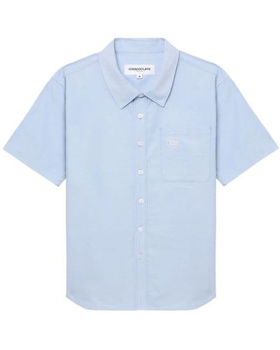 Chocoolate Logo-embroidered Cotton Shirt - Blue
