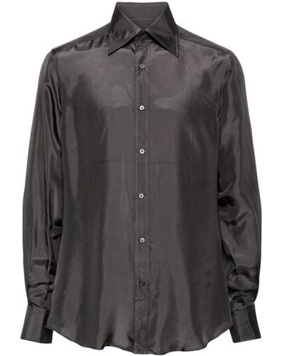 Gucci Seidenhemd mit spitzem Kragen - Schwarz