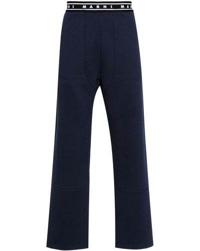 Marni Pantalones de chándal con logo en la cinturilla - Azul