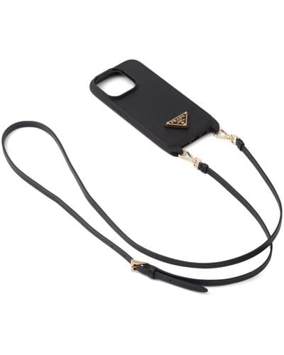 Prada Saffiano Leather Iphone 14 Case - Metallic