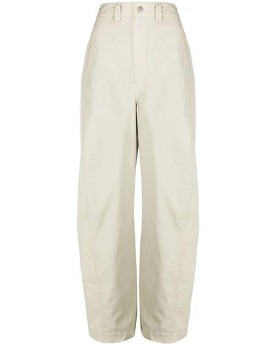 Lemaire Pantalon en coton à coupe droite - Blanc