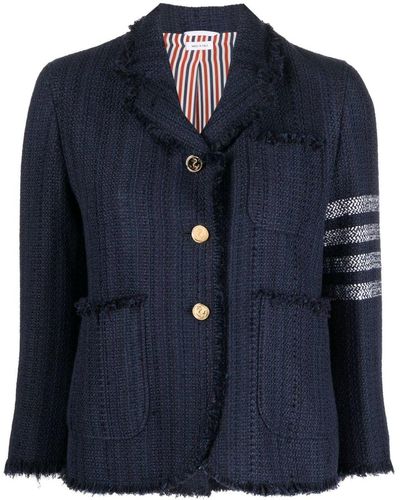 Thom Browne Tweed-Jacke mit Streifen - Blau
