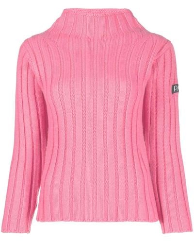Patou Gerippter Pullover mit Logo-Patch - Pink