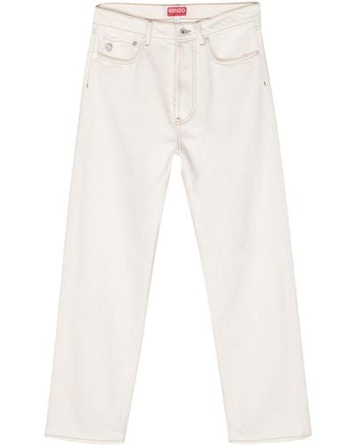 KENZO Asagao Straight-leg Cropped Jeans - White