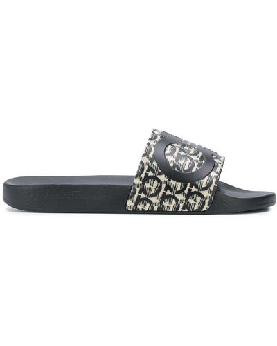 Ferragamo Slides con logo Gancini - Bianco