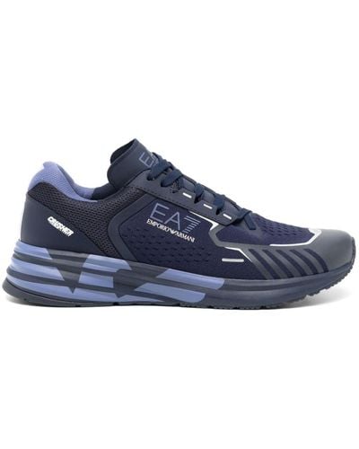 EA7 Logo-print Mesh-panelling Sneakers - ブルー