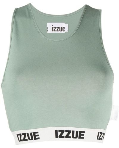 Izzue Logo-underband Crop Top - Green